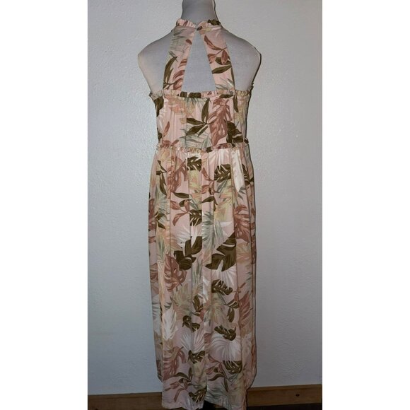 Bonnie Jean Girls Halter Maxi Dress With Tropical Leaf Print Size 16 - Picture 2 of 6